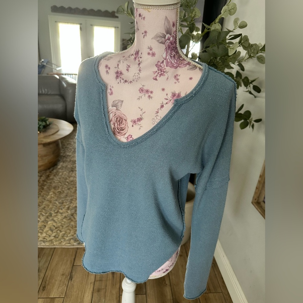 We The Free Dusty Blue Knit Top